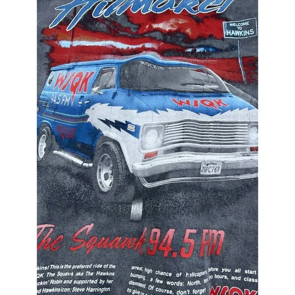 Stranger Things Hawkins Hitmaker Hoodie Netflix Primark Fleece Gray Adult 2XL - Picture 12 of 14